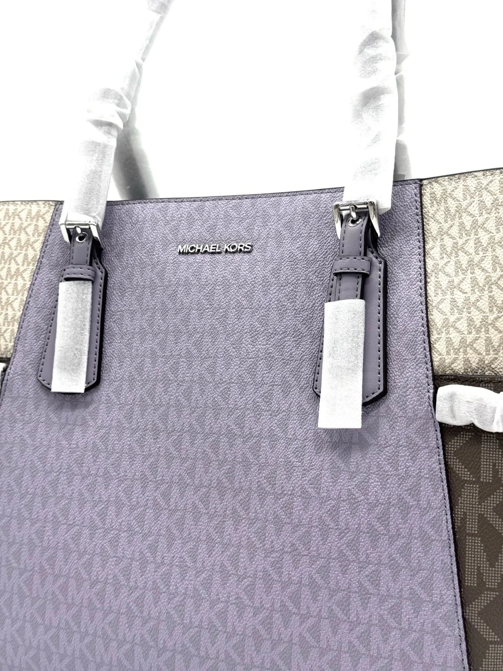 Michael Kors Voyager Large Color-Block Signature Logo Tote Bag - Lilac